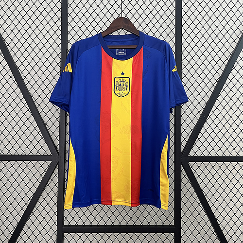 camiseta calentamiento selección Española azul bandera España 2024