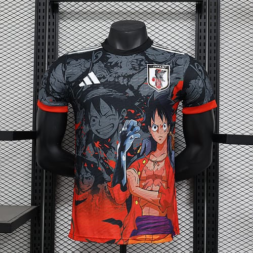 Camiseta fútbol Luffy One Piece Japón brazo negro