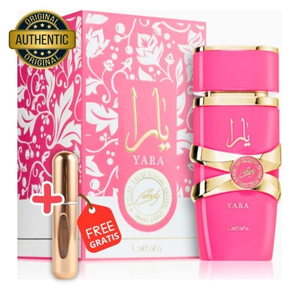 Yara Candy – Perfumes Lattafa - Perfume en promoción + Atomizador recargable de regalo