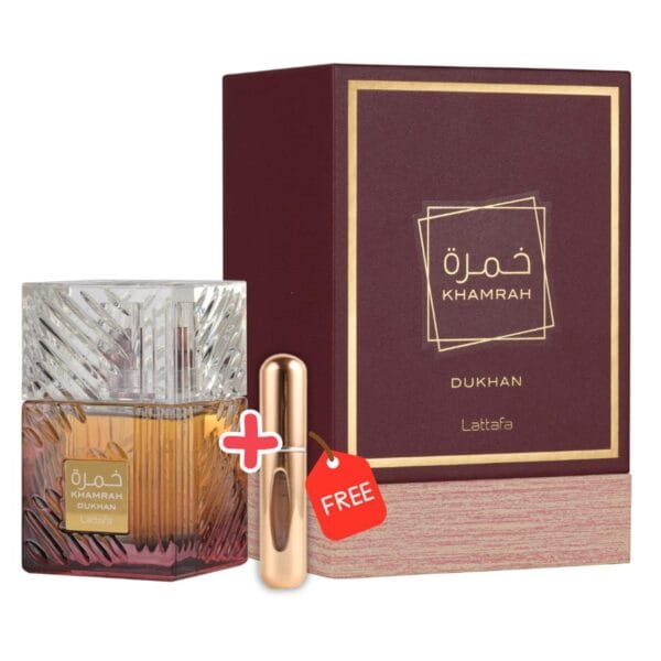 Lattafa - Khamrah Dukhan Eau de Parfum 100ML | Fragancia Unisex + Atomizador recargable de regalo